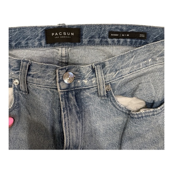PACSUN Light Blue Ripped Slim Jeans - Picture 2 of 3